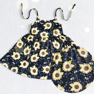 New Little Rabbit Wears Pollinating Sunflowers Dress Baby Toddler Girl 2T